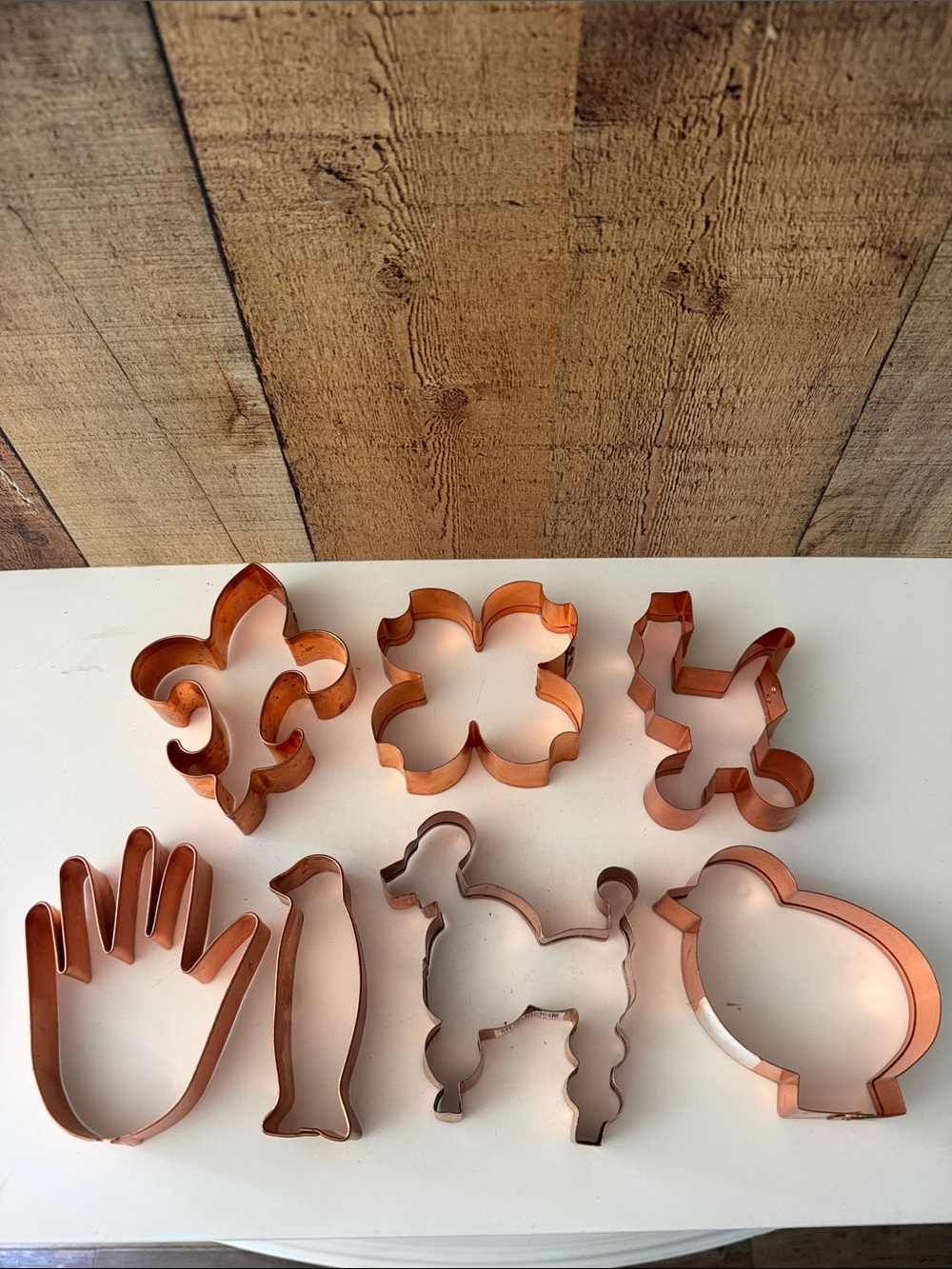 100% Copper Large Heavy Gauge Cookie Cutter Set of 7 Assorted Shapes